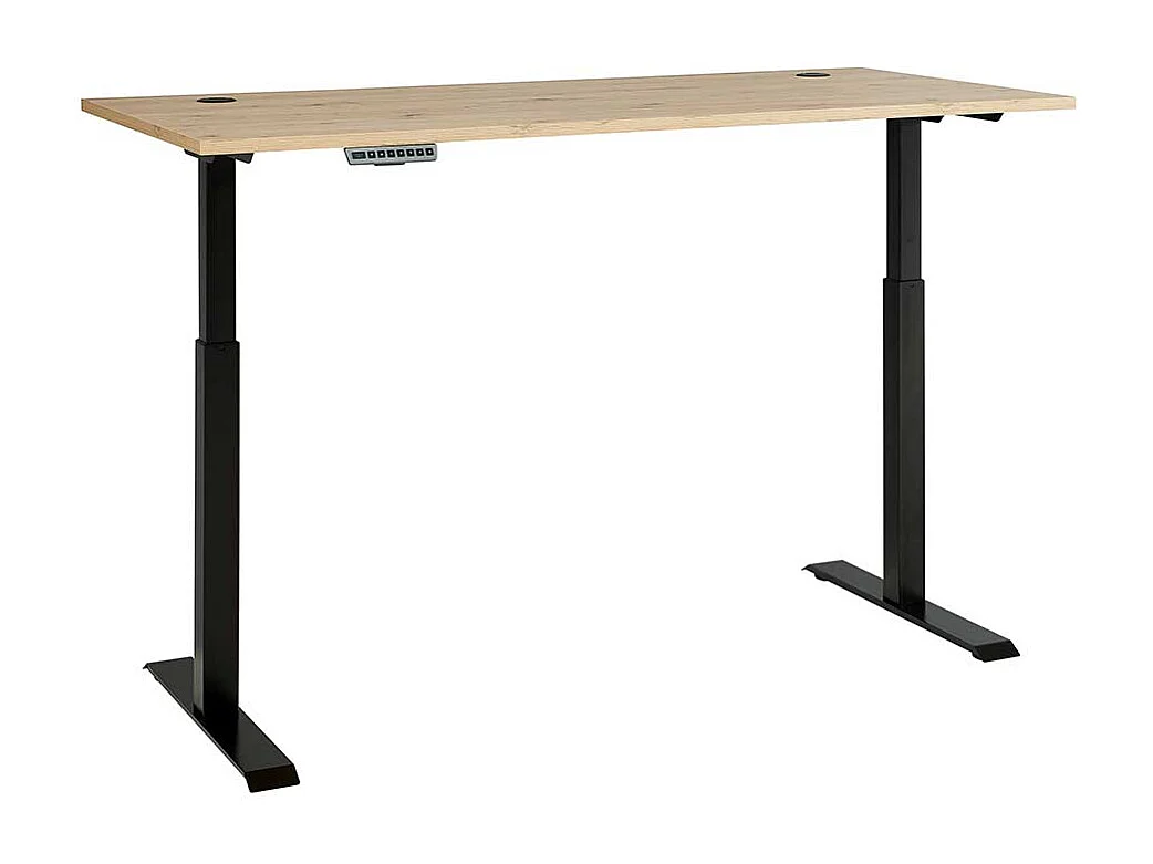 Edv Tisch höhenverstellbar in Wildeichefarben T Gestell aus Metall