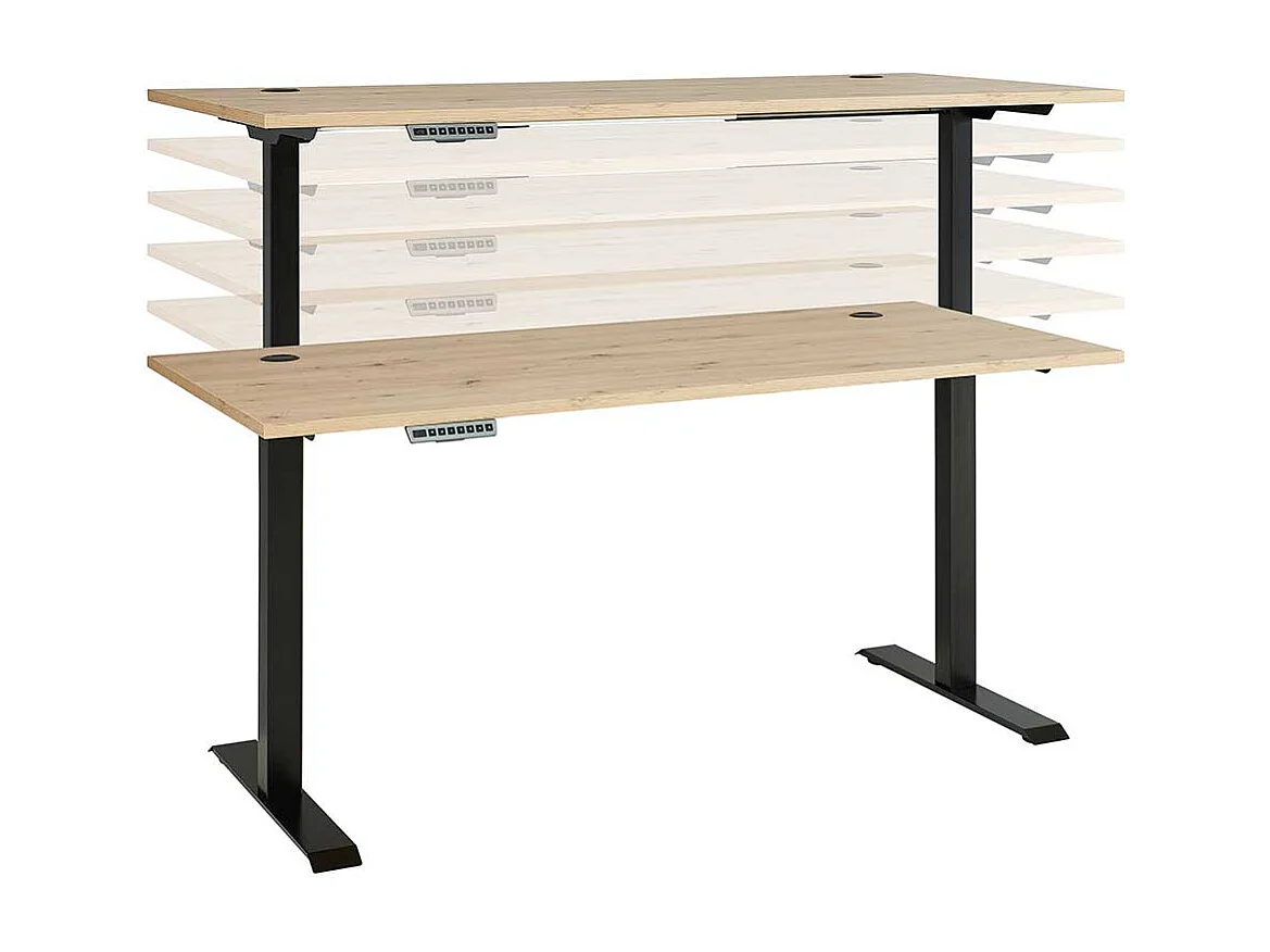 Edv Tisch höhenverstellbar in Wildeichefarben T Gestell aus Metall