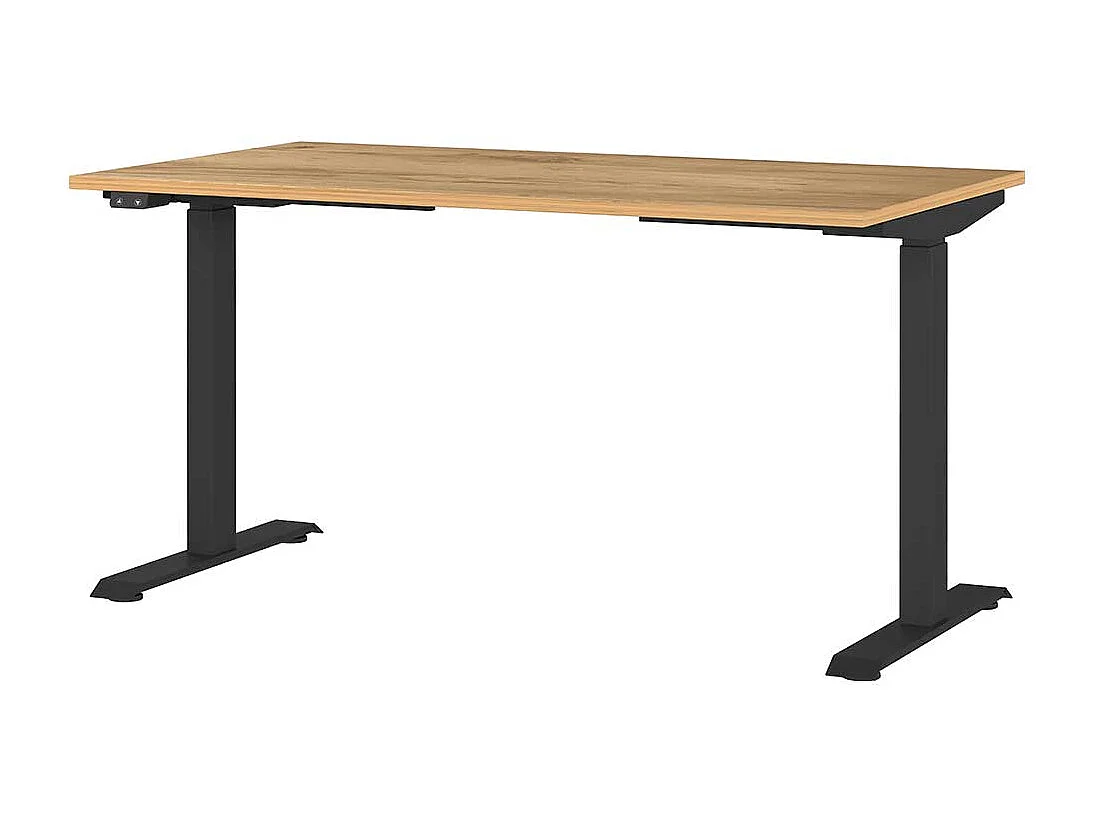 Schreibtisch Höhenverstellbarer Schreibtisch in Wildeichefarben mit T Gestell