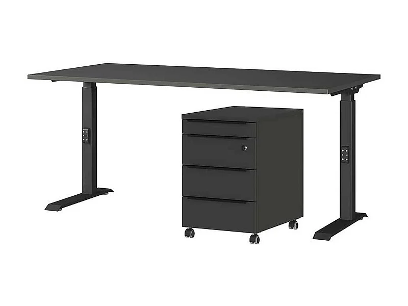 Höhenverstellbarer Schreibtisch Schreibtisch in Dunkelgrau Made in Germany