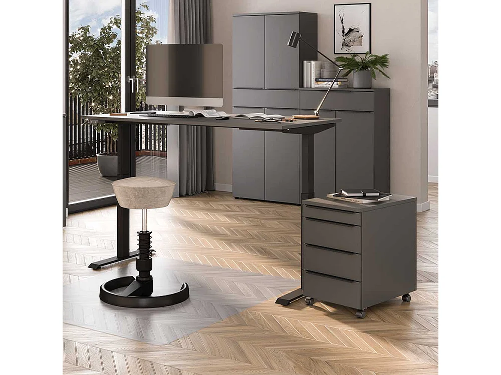 Schreibtisch Bürotisch in modernem Design höhenverstellbar (zweiteilig)