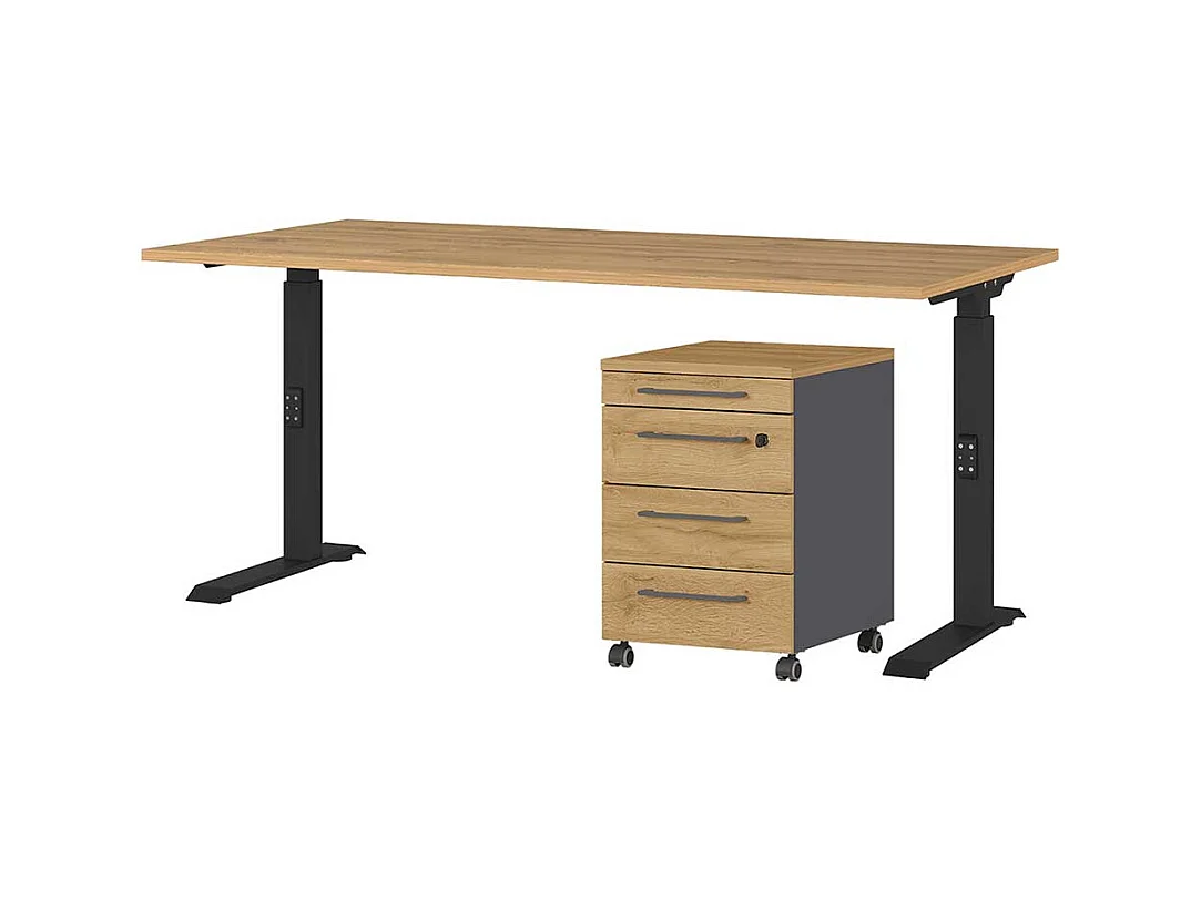 Edv Tisch Höhenverstellbarer Schreibtisch 80 cm tief mit T Gestell (zweiteilig)