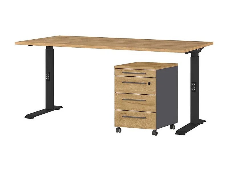 Edv Tisch Höhenverstellbarer Schreibtisch 80 cm tief mit T Gestell (zweiteilig)