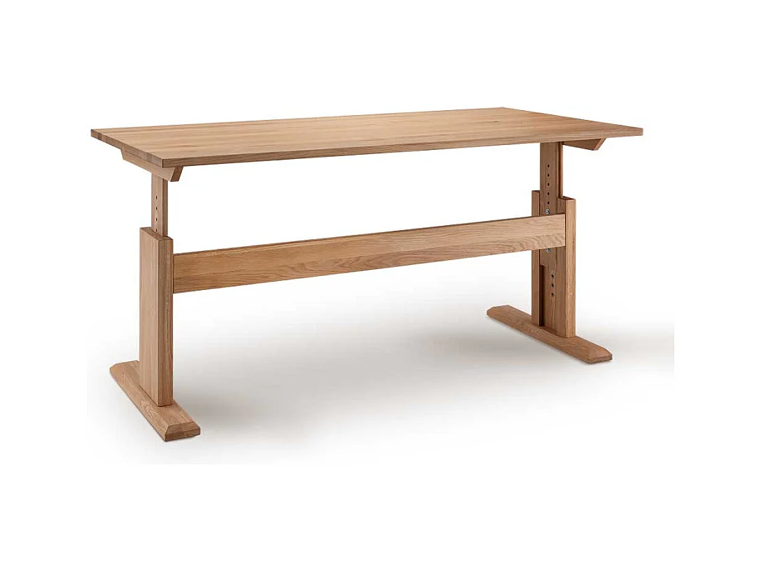 Höhenverstellbarer Schreibtisch Holz in Wildeichefarben 80 cm tief