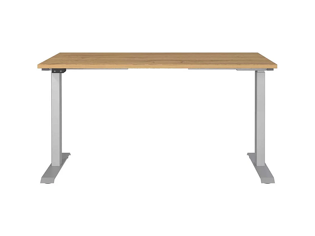 Schreibtisch Höhenverstellbarer Schreibtisch in Wildeichefarben mit T Gestell