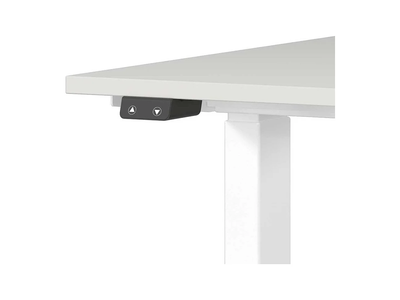 Schreibtisch Höhenverstellbarer Schreibtisch in Weiß und Grau mit T Gestell