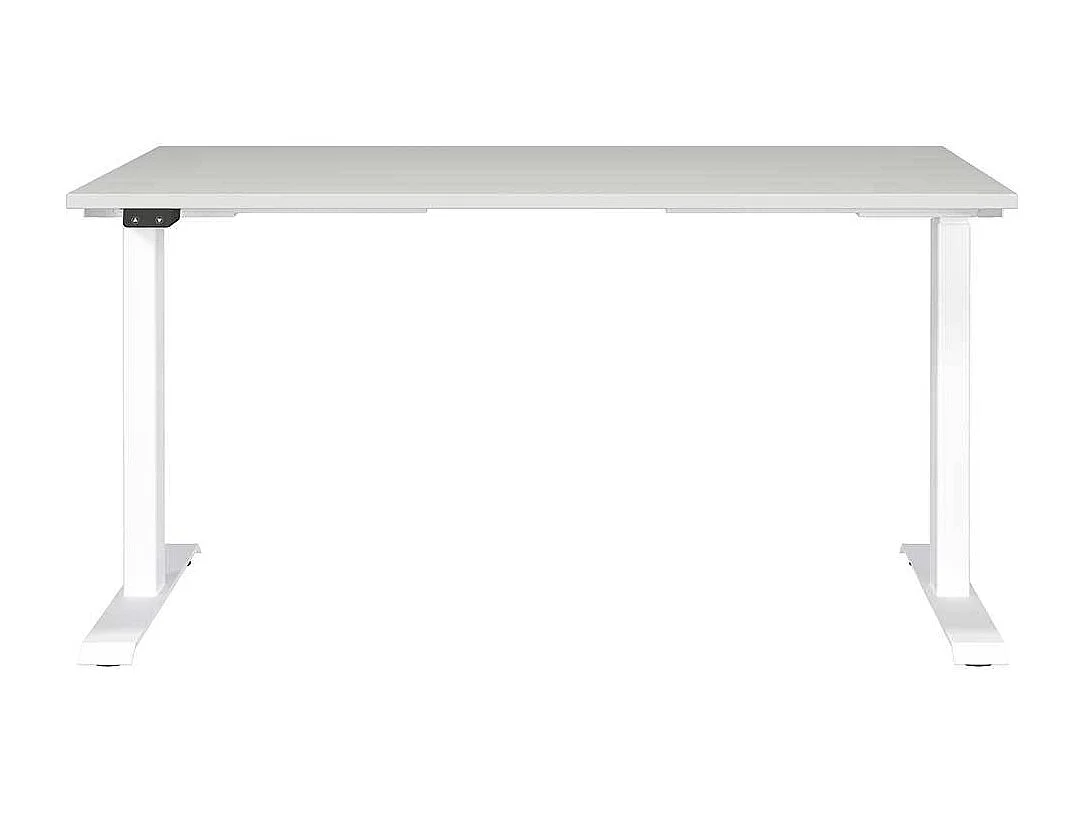 Schreibtisch Höhenverstellbarer Schreibtisch in Weiß und Grau mit T Gestell