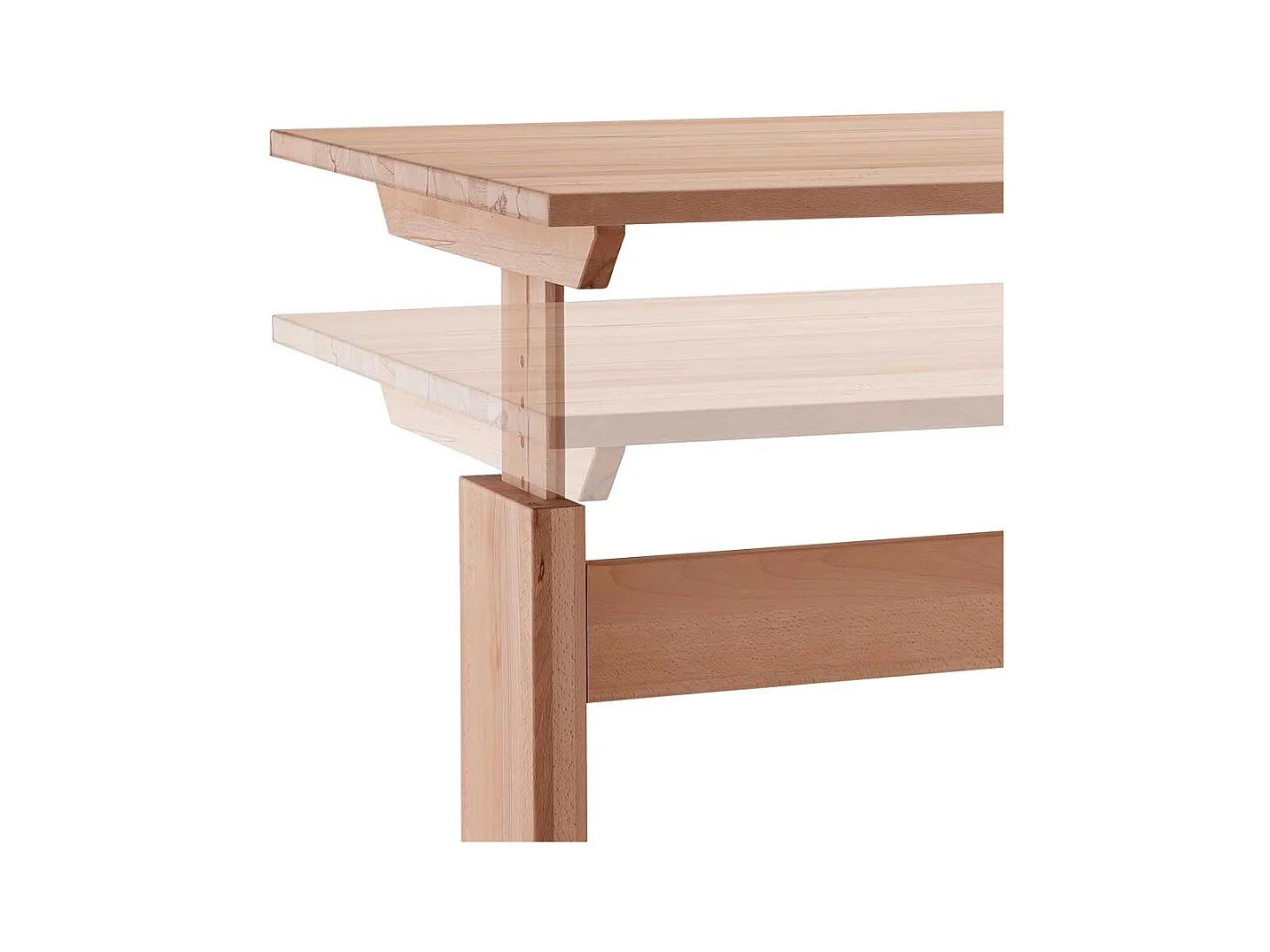 Schreibtisch Buche geölt per Raster höhenverstellbar 80 cm tief