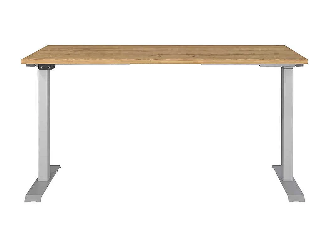 Schreibtisch Höhenverstellbarer Schreibtisch in Wildeichefarben mit T Gestell