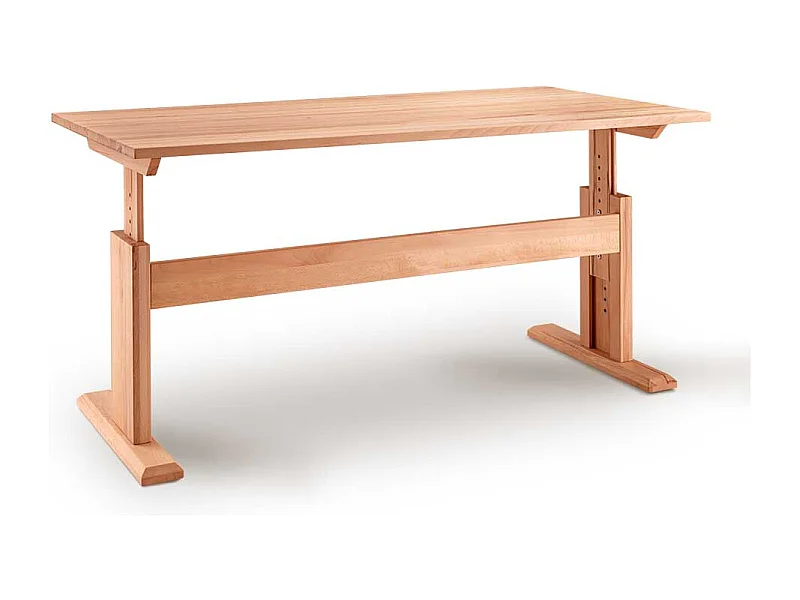Schreibtisch Buche geölt per Raster höhenverstellbar 80 cm tief