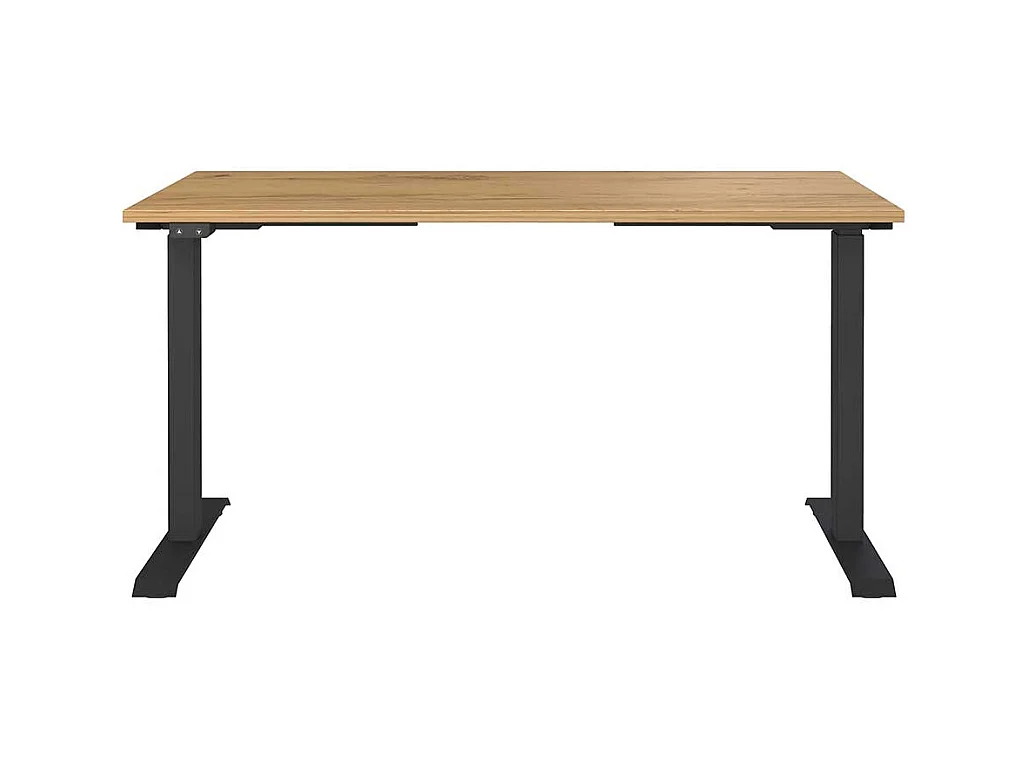 Schreibtisch Höhenverstellbarer Schreibtisch in Wildeichefarben mit T Gestell