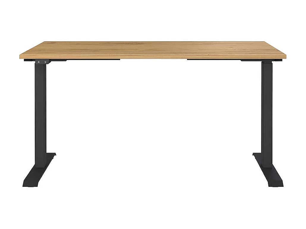 Schreibtisch Höhenverstellbarer Schreibtisch in Wildeichefarben mit T Gestell