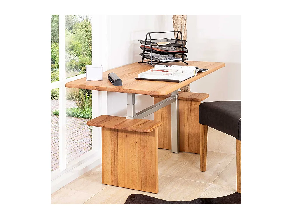 Massiver Multifunktionstisch in Kernbuche höhenverstellbar