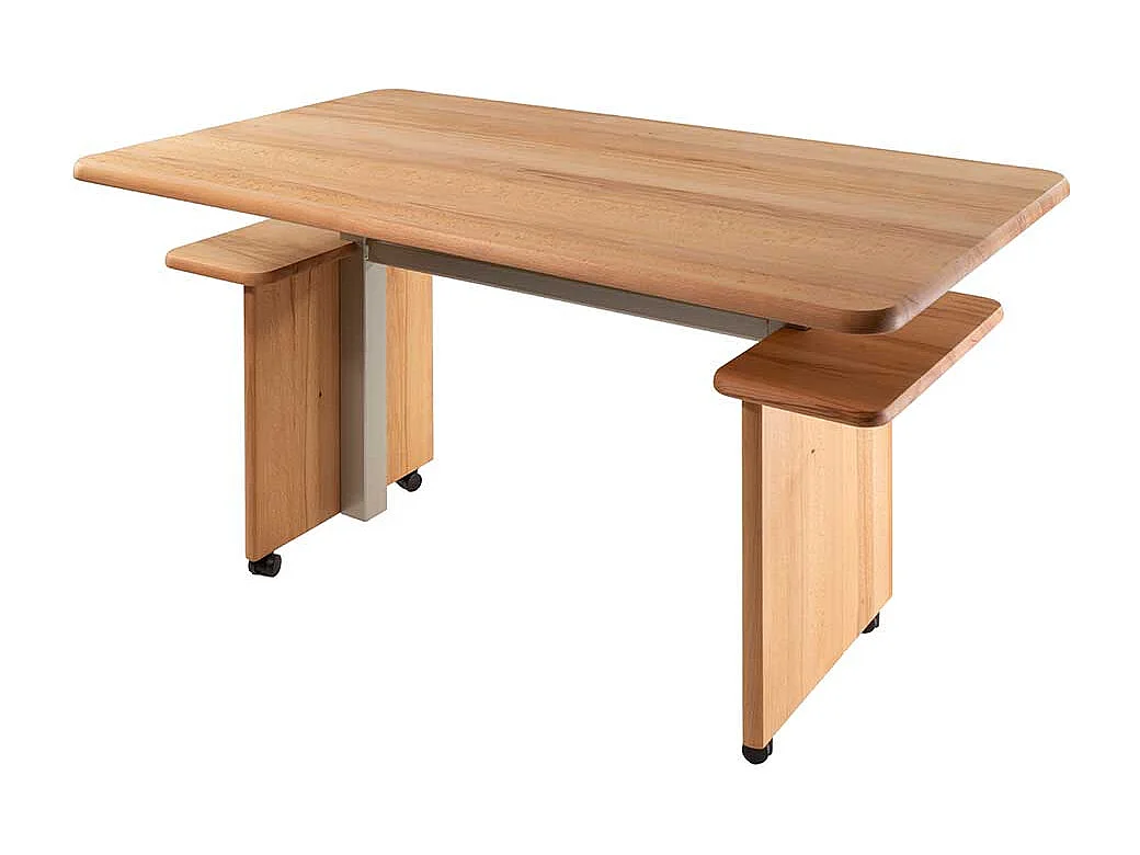 Massiver Multifunktionstisch in Kernbuche höhenverstellbar