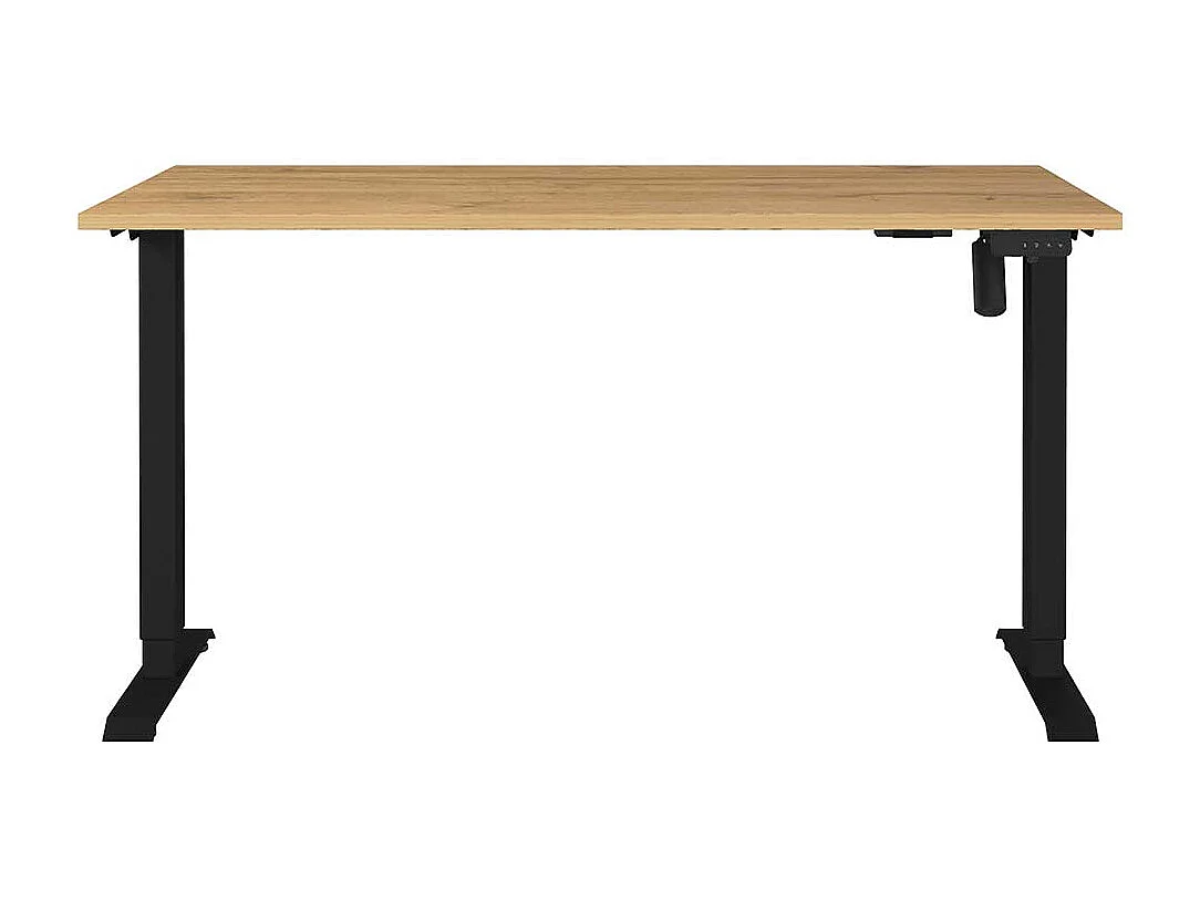 Schreibtisch Höhenverstellbarer Schreibtisch in Wildeichefarben und Schwarz