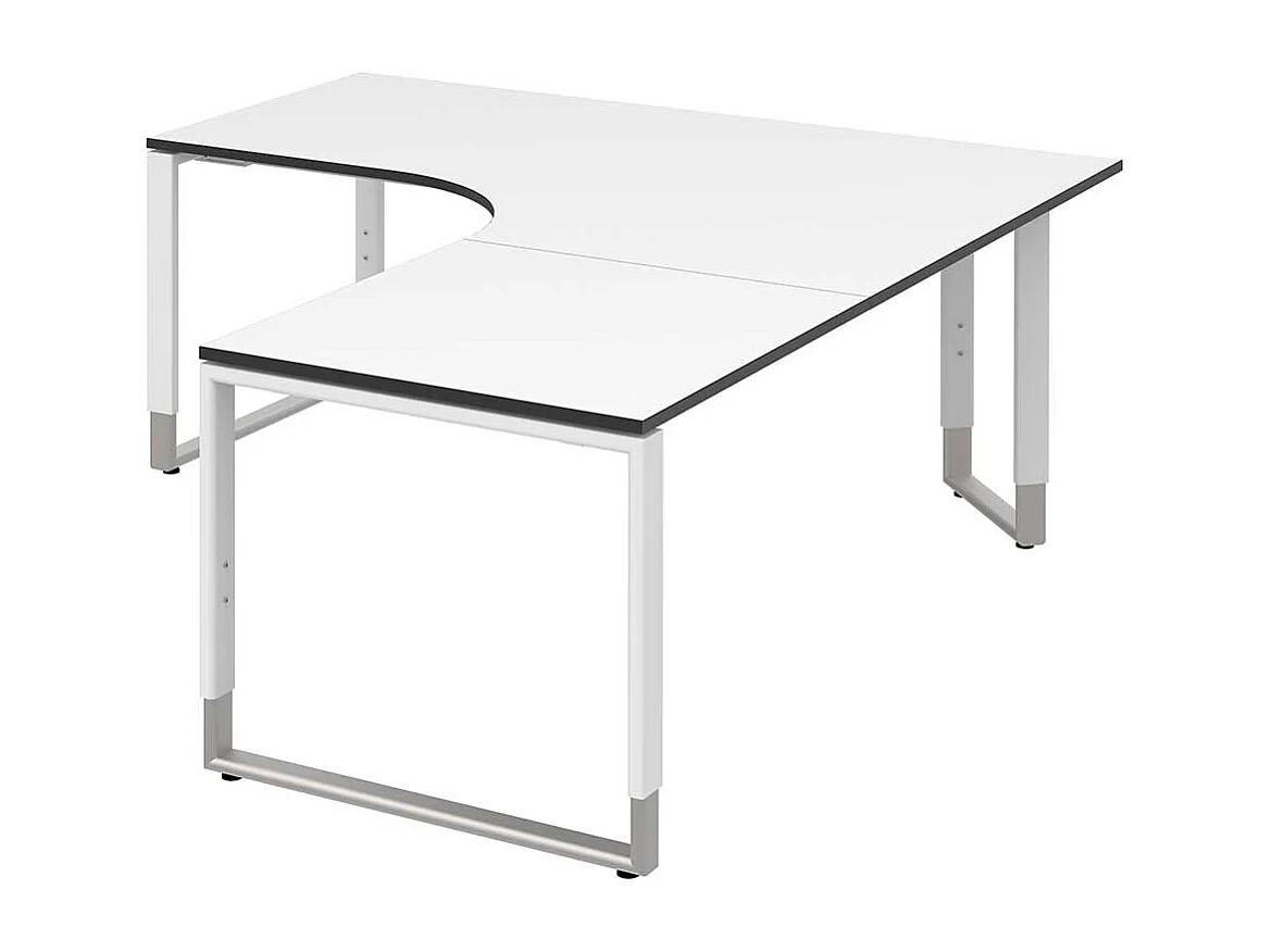 H�henverstellbarer Schreibtisch in L- Form Wei�