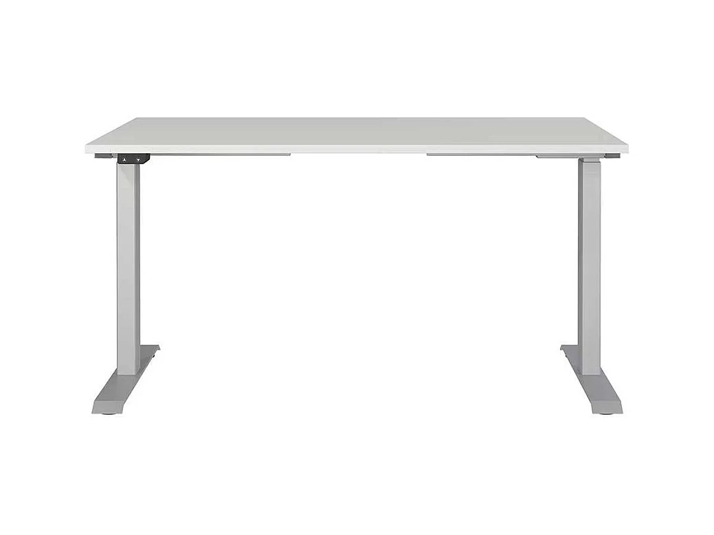 Schreibtisch Höhenverstellbarer Schreibtisch in Silberfarben und Lichtgrau