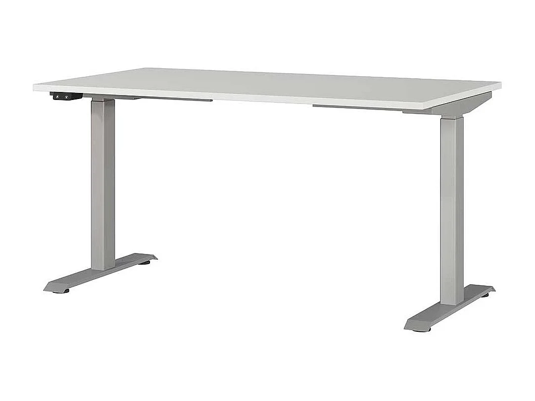 Schreibtisch Höhenverstellbarer Schreibtisch in Silberfarben und Lichtgrau