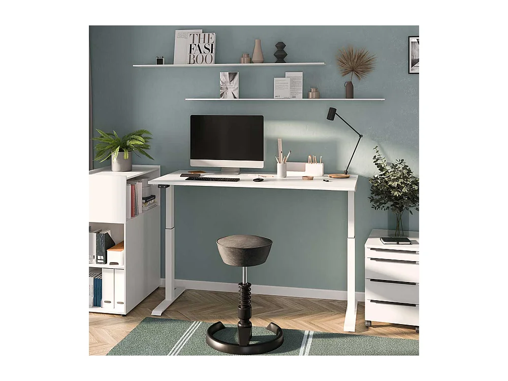 Bürotisch höhenverstellbarer Schreibtisch in modernem Design - Weiß