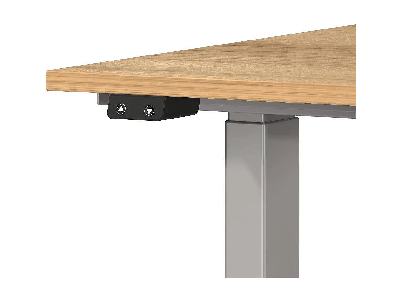 Schreibtisch Höhenverstellbarer Schreibtisch in Silberfarben und Wildeichefarben