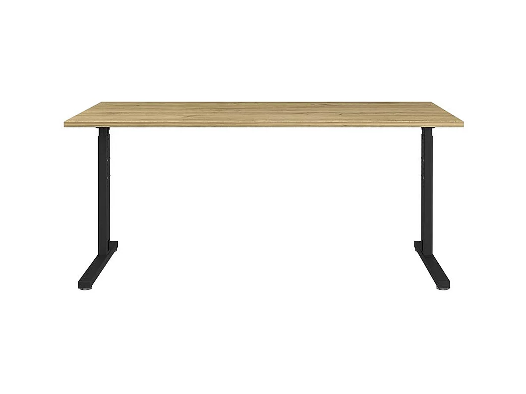 Bürotisch höhenverstellbar Schwarz und Wildeiche Optik