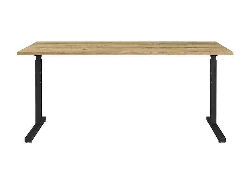 Bürotisch höhenverstellbar Schwarz und Wildeiche Optik
