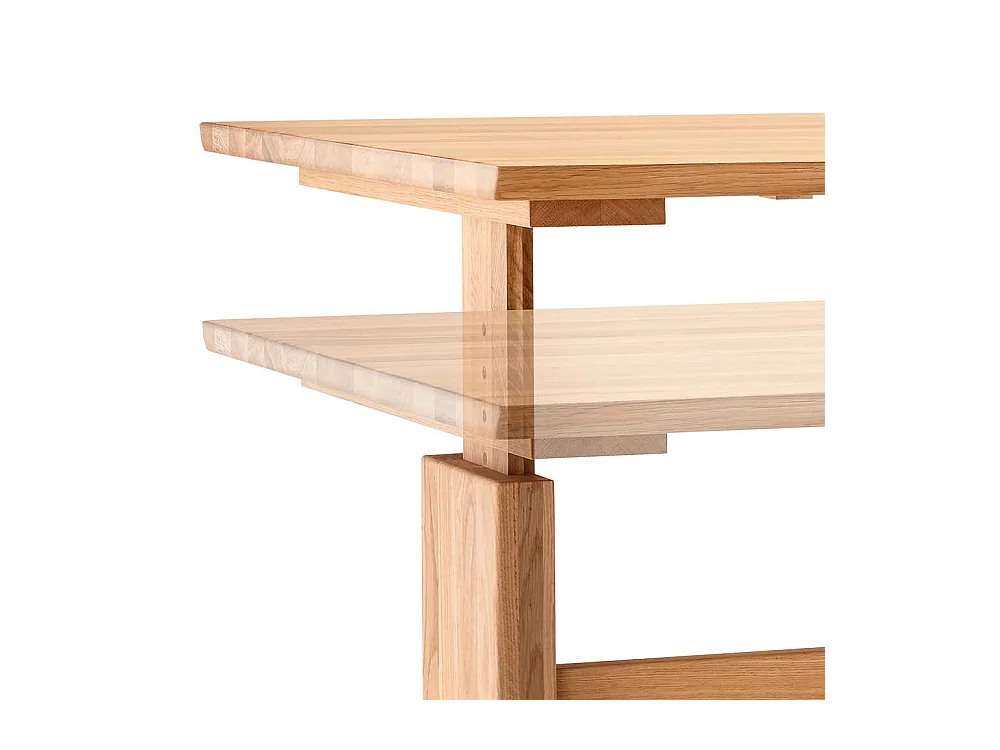 Büroschreibtisch Wildeiche per Raster höhenverstellbar optionaler Rollcontainer