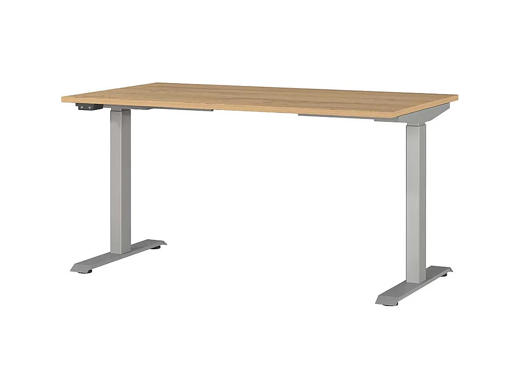 Schreibtisch Höhenverstellbarer Schreibtisch in Wildeichefarben mit T Gestell