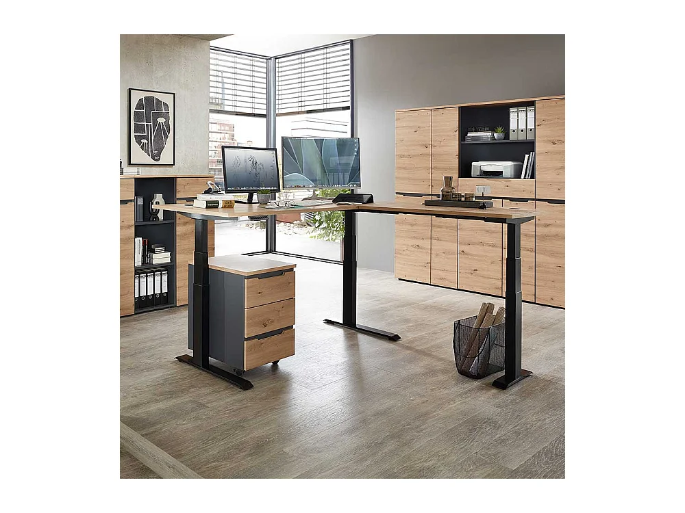 Eck Computertisch höhenverstellbar 185 cm breit und 177 cm tief