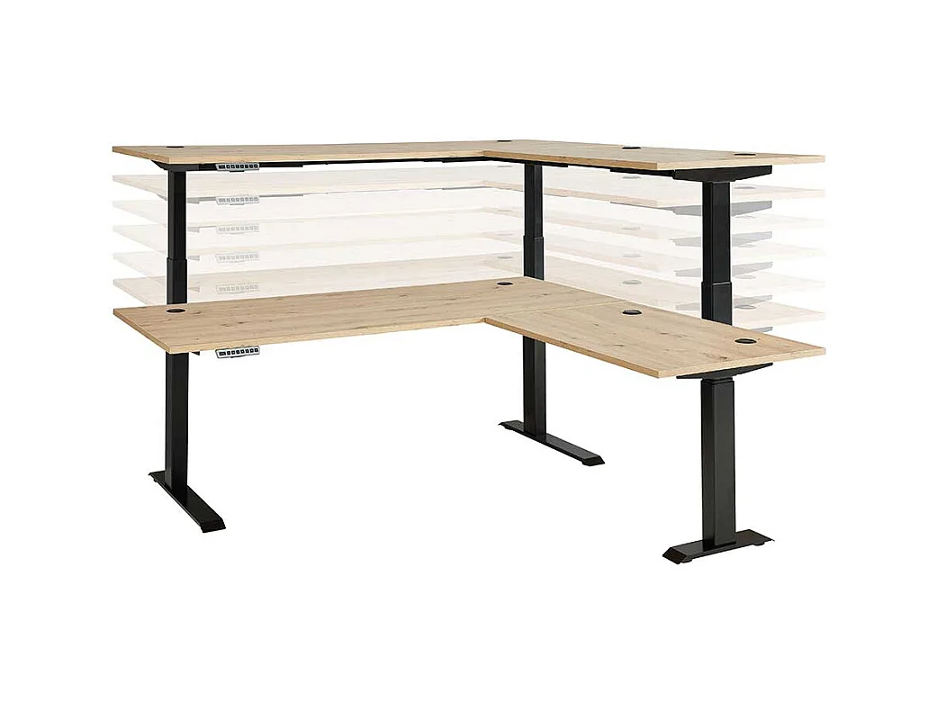 Eck Computertisch höhenverstellbar 185 cm breit und 177 cm tief