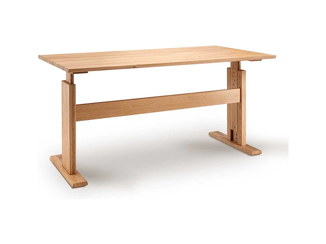 Büroschreibtisch Wildeiche per Raster höhenverstellbar optionaler Rollcontainer