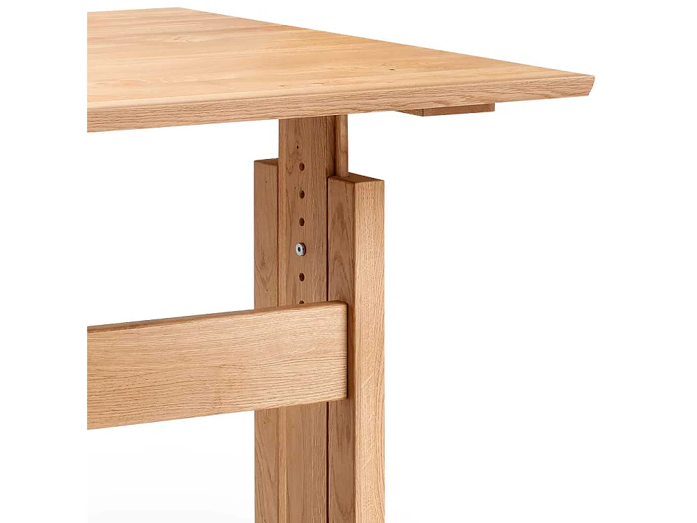 Büroschreibtisch Wildeiche per Raster höhenverstellbar optionaler Rollcontainer