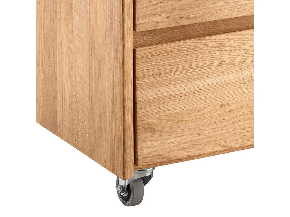 Büroschreibtisch Wildeiche per Raster höhenverstellbar optionaler Rollcontainer