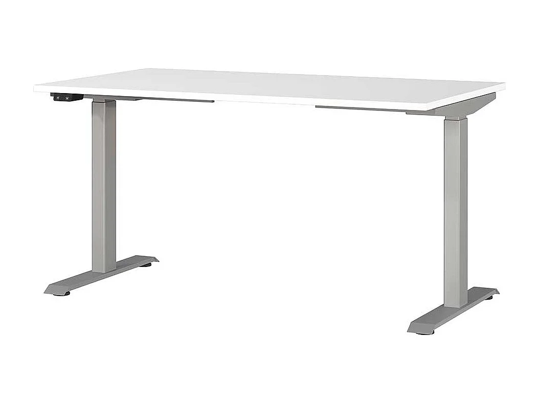 Schreibtisch Höhenverstellbarer Schreibtisch in Weiß und Silberfarben