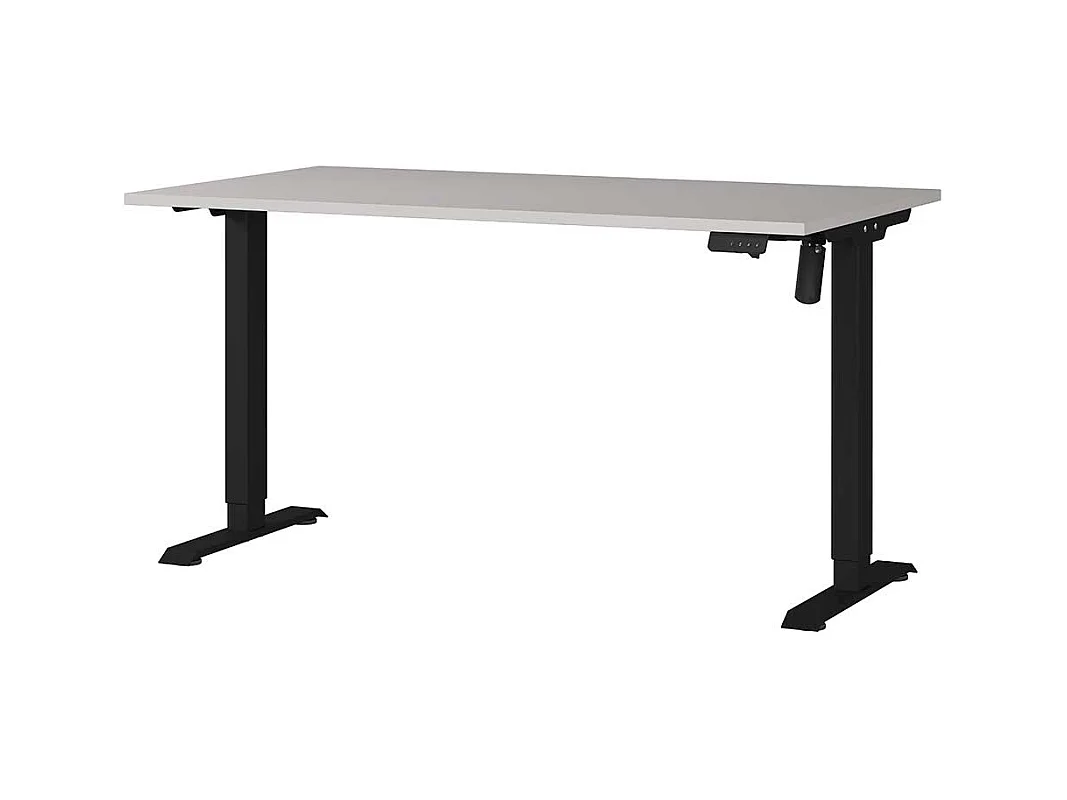 Schreibtisch Höhenverstellbarer Schreibtisch in Hellgrau melaminbeschichtet