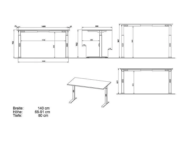 Schreibtisch Höhenverstellbarer Schreibtisch in Wildeichefarben mit T Gestell