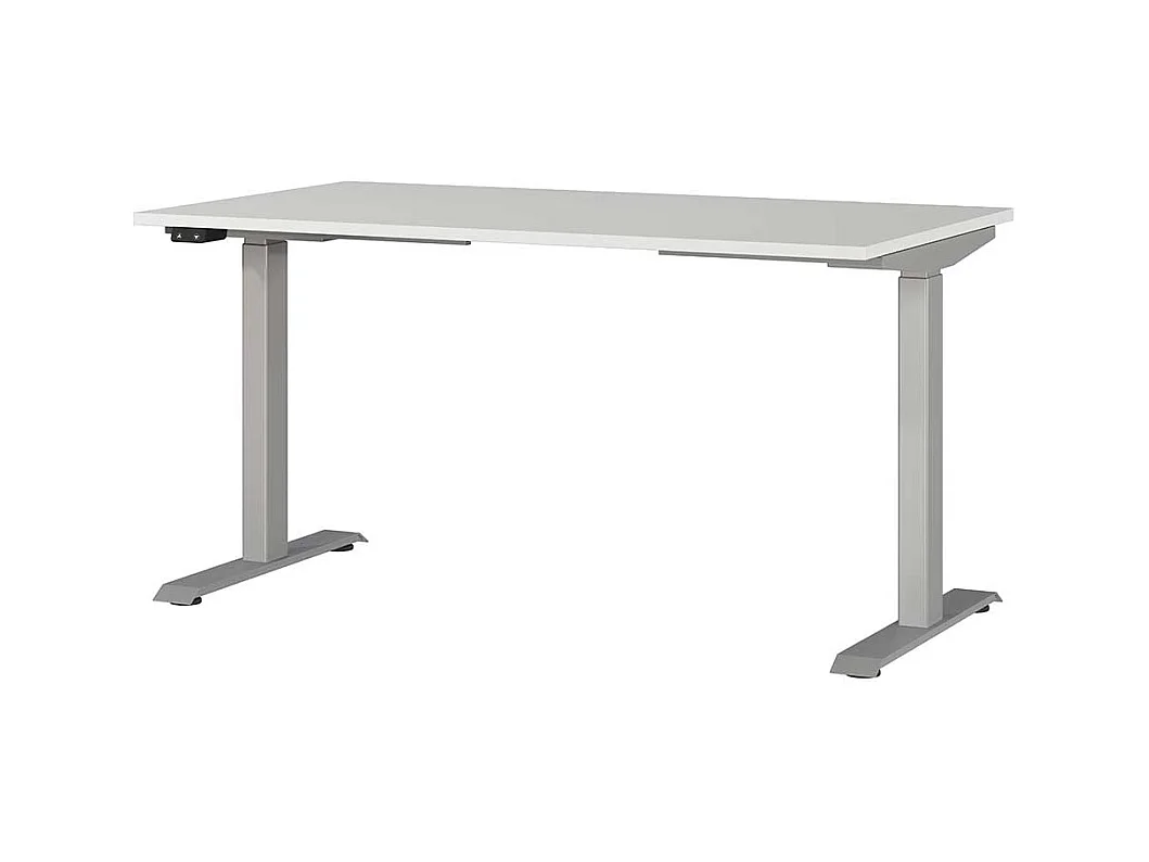 Schreibtisch Höhenverstellbarer Schreibtisch in Silberfarben und Lichtgrau