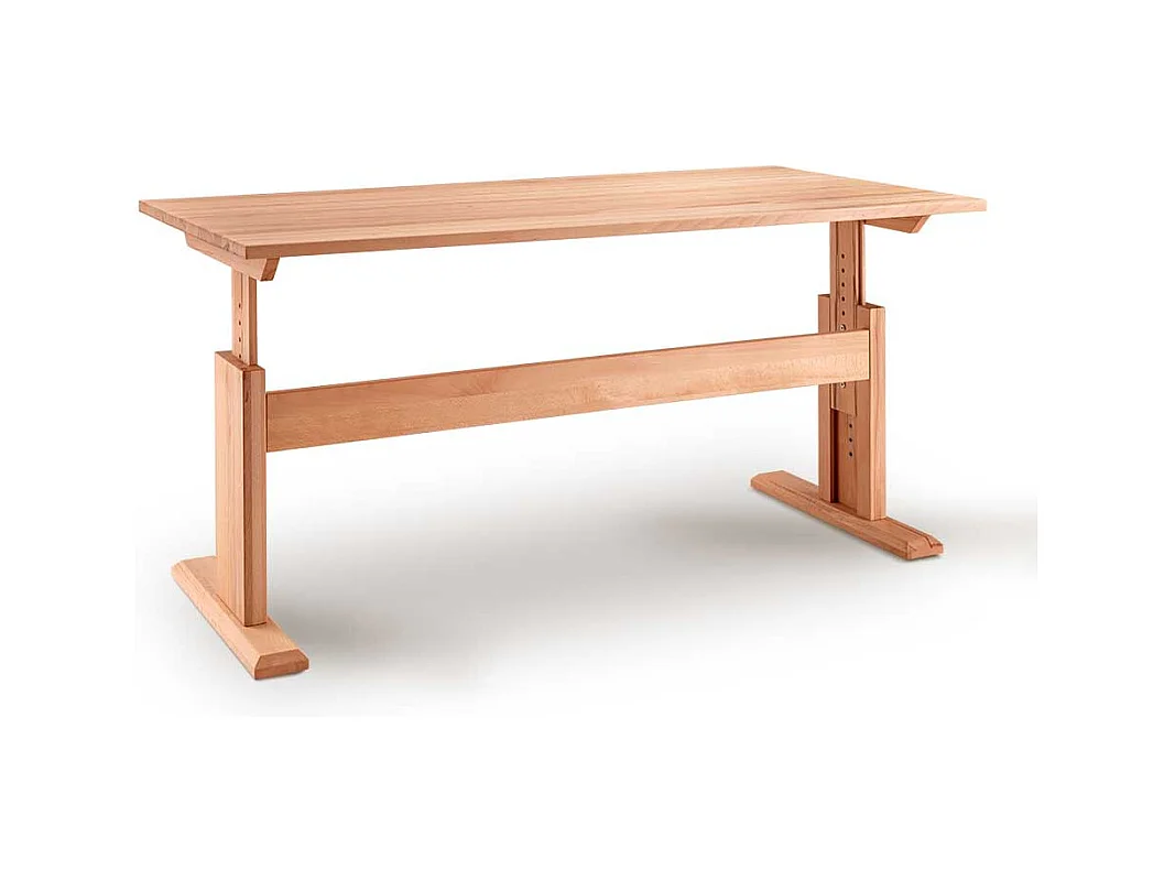 Schreibtisch Buche geölt per Raster höhenverstellbar 80 cm tief