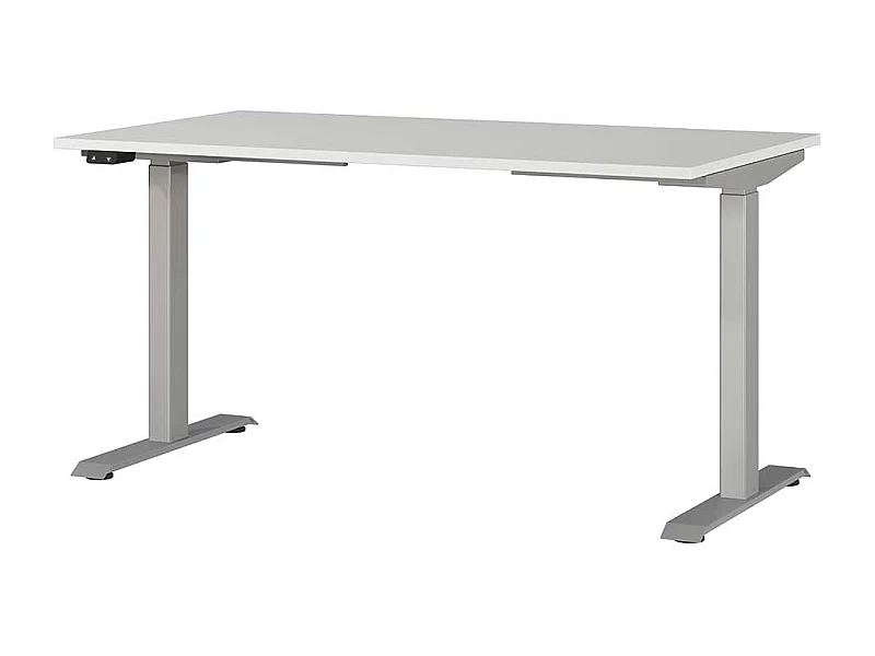 Schreibtisch Höhenverstellbarer Schreibtisch in Silberfarben und Lichtgrau