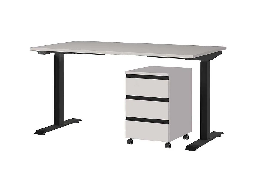 Edv Tisch Bürotisch mit Rollcontainer höhenverstellbar (zweiteilig)