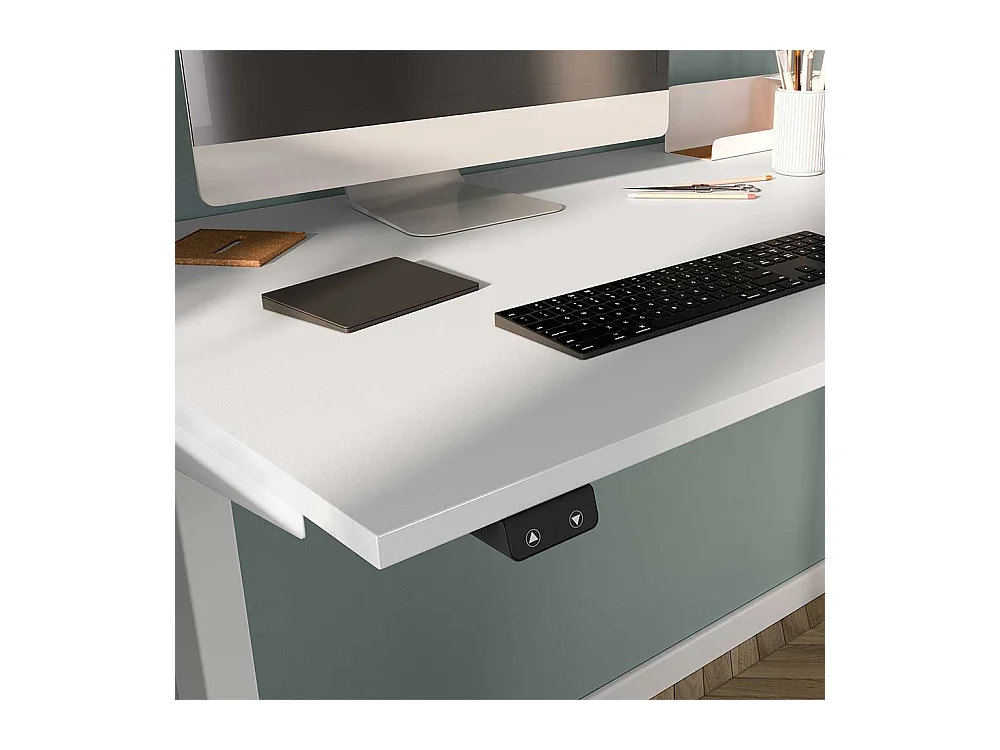Bürotisch höhenverstellbarer Schreibtisch in modernem Design - Weiß