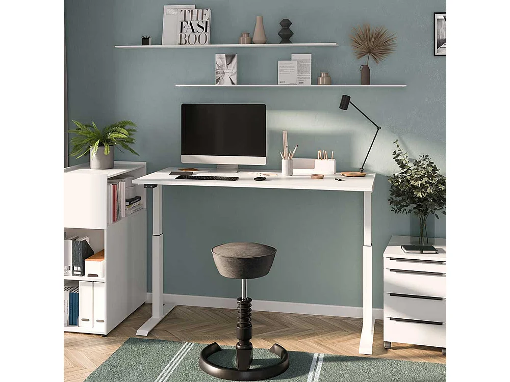 Bürotisch höhenverstellbarer Schreibtisch in modernem Design - Weiß
