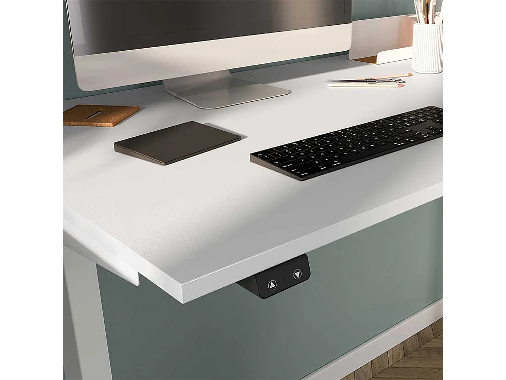 Bürotisch höhenverstellbarer Schreibtisch in modernem Design - Weiß