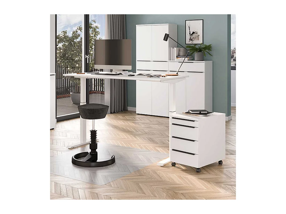 Schreibtisch höhenverstellbarer Tisch mit Rollcontainer zweiteilig (zweiteilig)