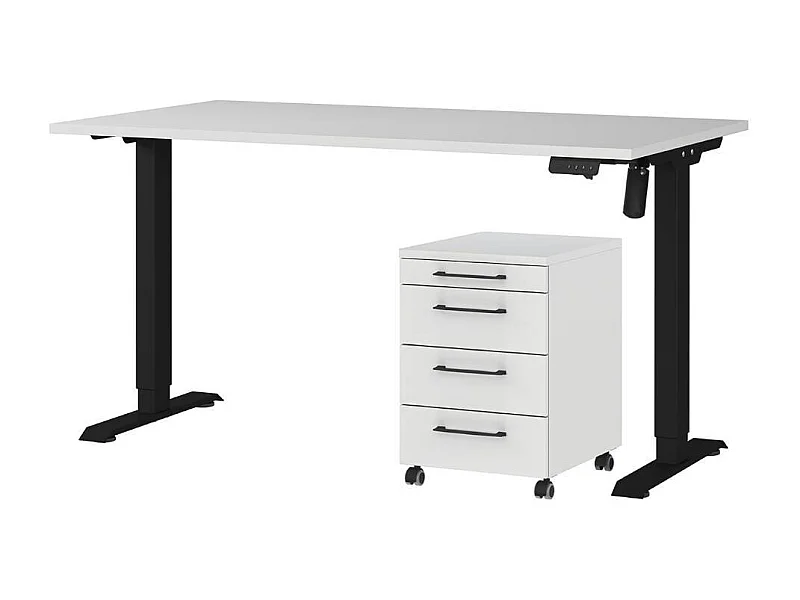 Schreibtisch Büroschreibtisch mit Rollcontainer höhenverstellbar (zweiteilig)