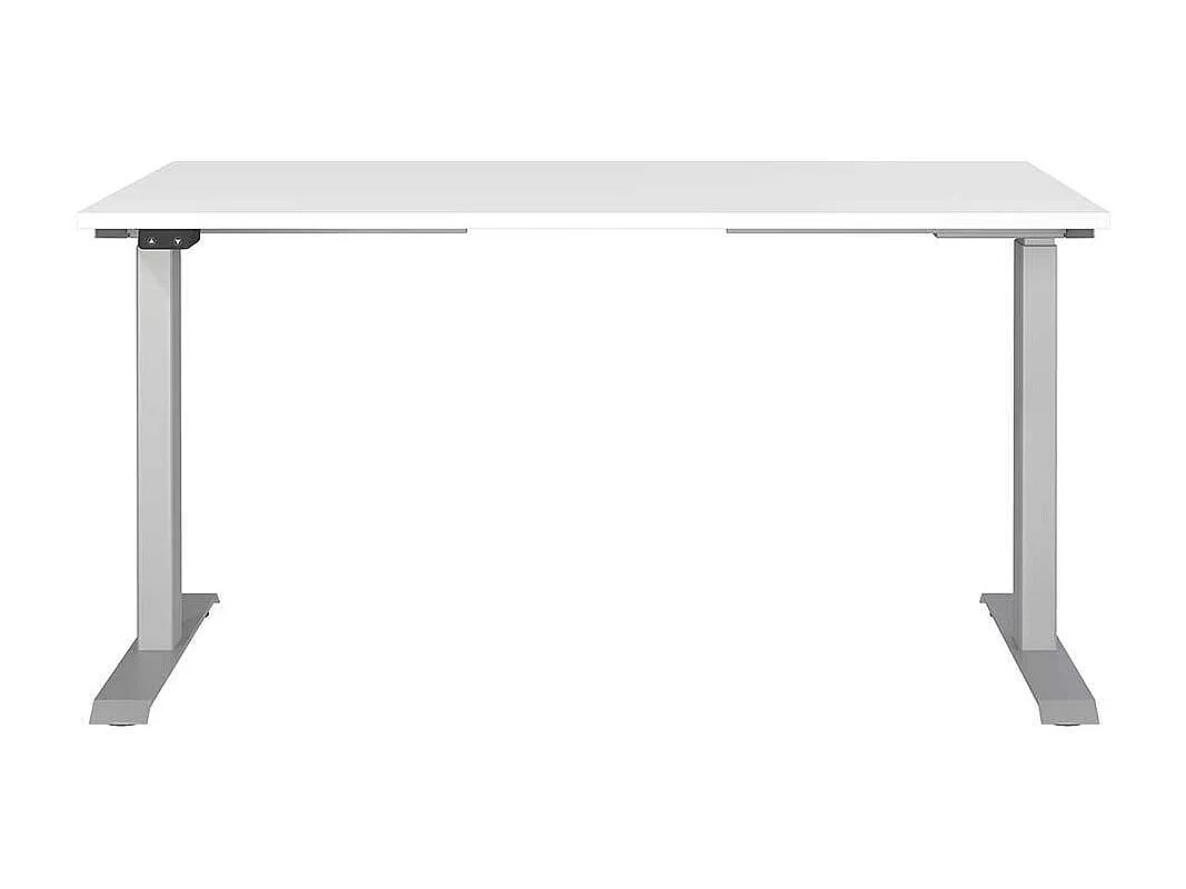 Schreibtisch Höhenverstellbarer Schreibtisch in Weiß und Silberfarben