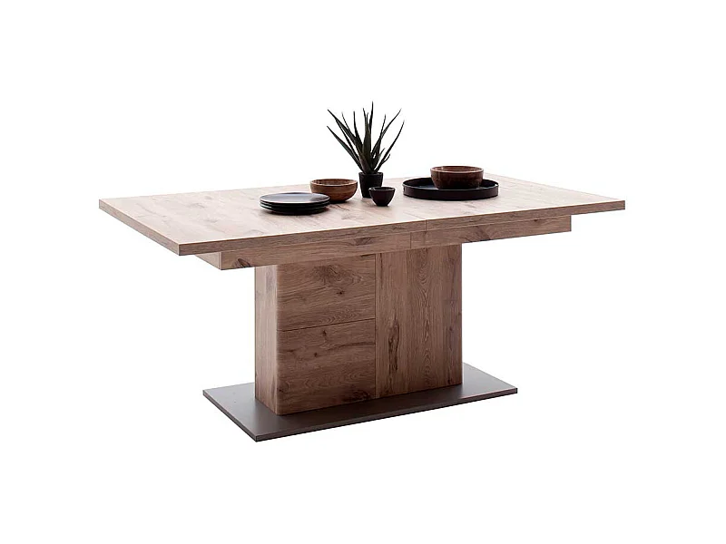 Esstisch verlängerbar in Wildeichefarben und Grau 180-280 cm