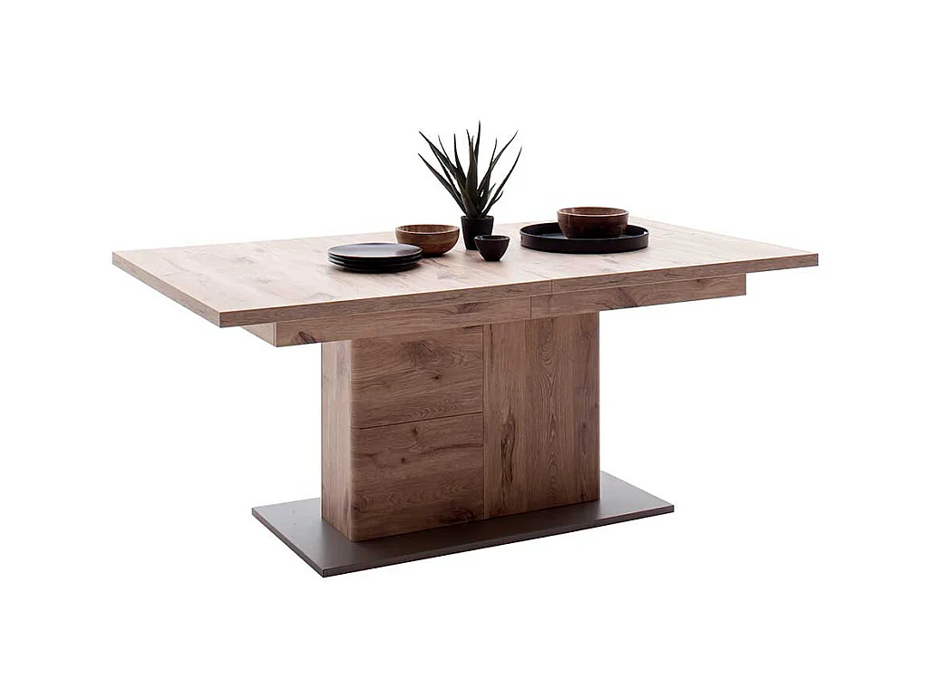 Esstisch verlängerbar in Wildeichefarben und Grau 180-280 cm