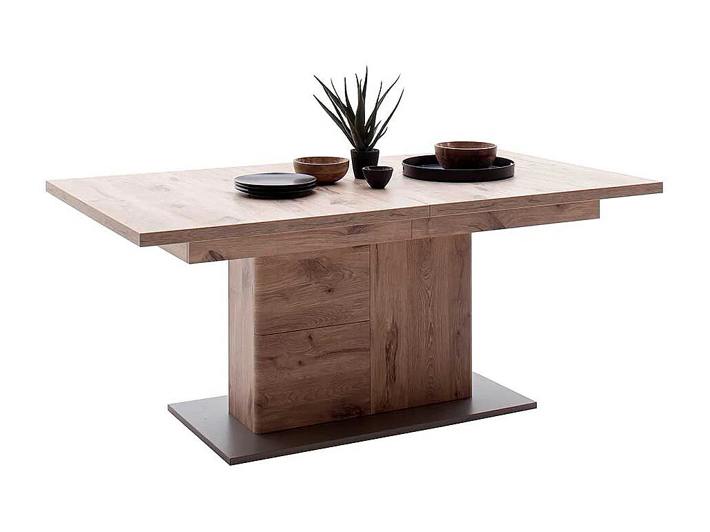 Esstisch verlängerbar in Wildeichefarben und Grau 180-280 cm