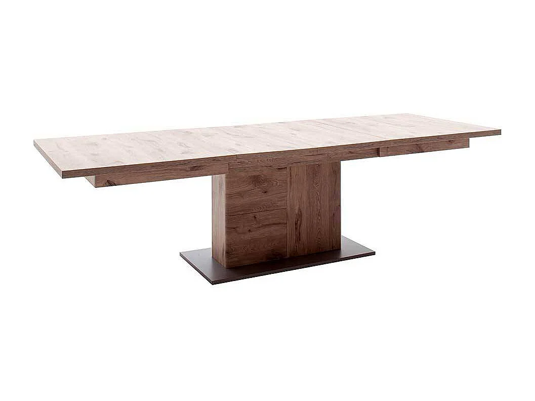 Esstisch verlängerbar in Wildeichefarben und Grau 180-280 cm